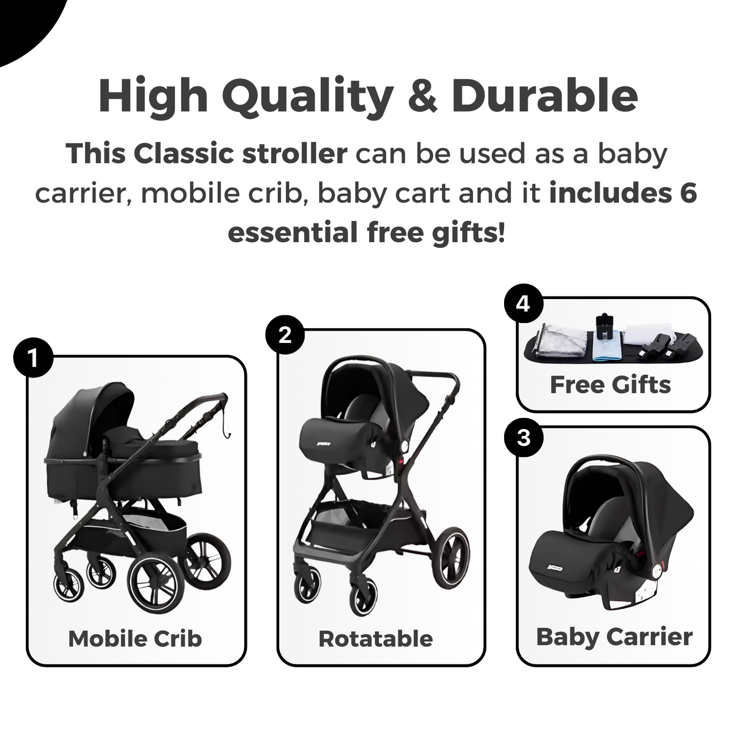 Classic 3-in-1 Stroller (Black)