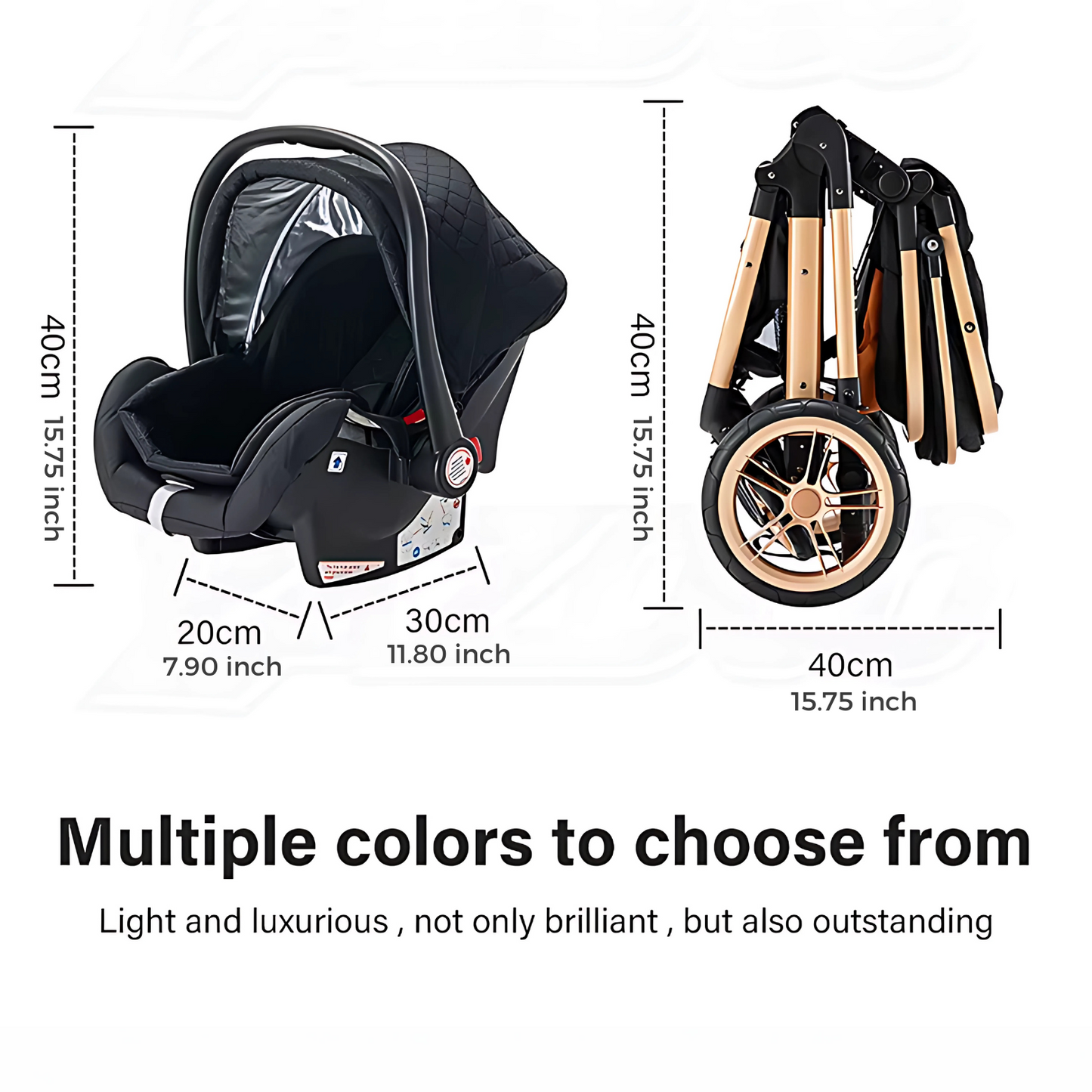 Elegant 3-in-1 Stroller (Black)