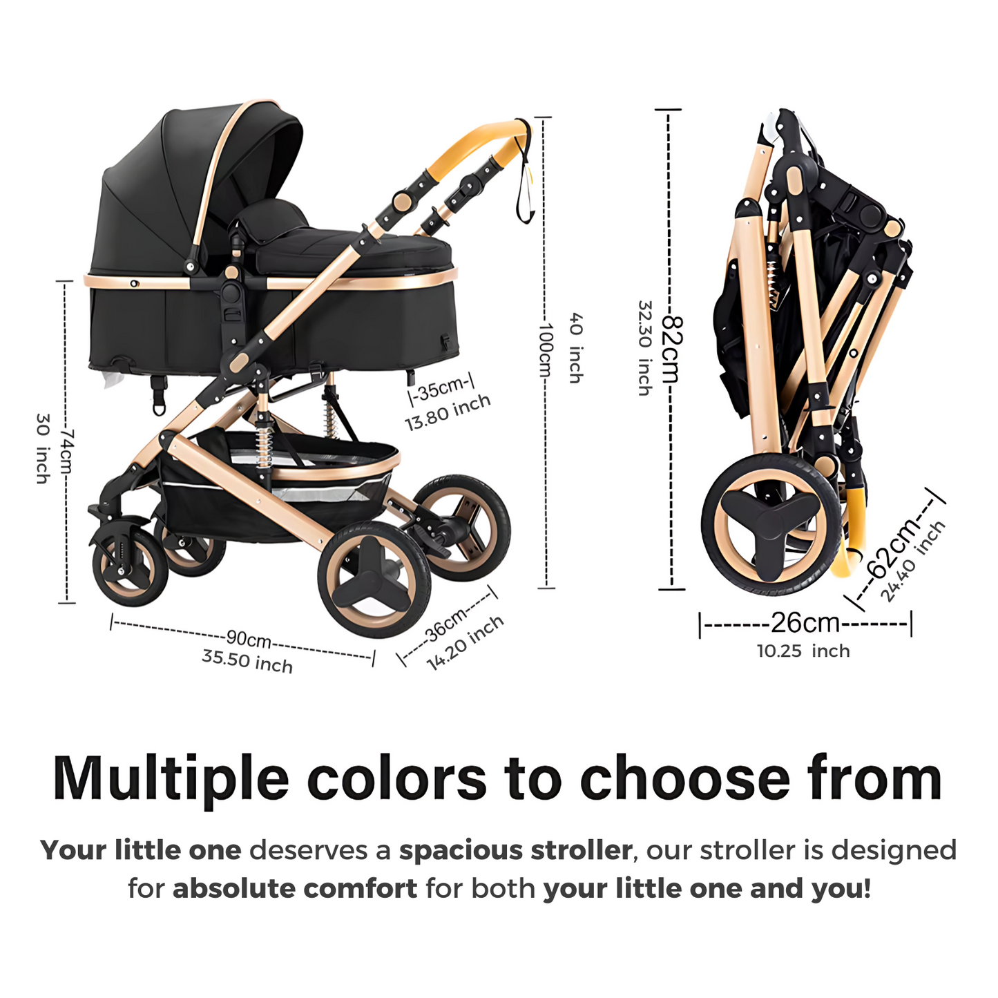 Classic 3-in-1 Stroller (Grey/White)