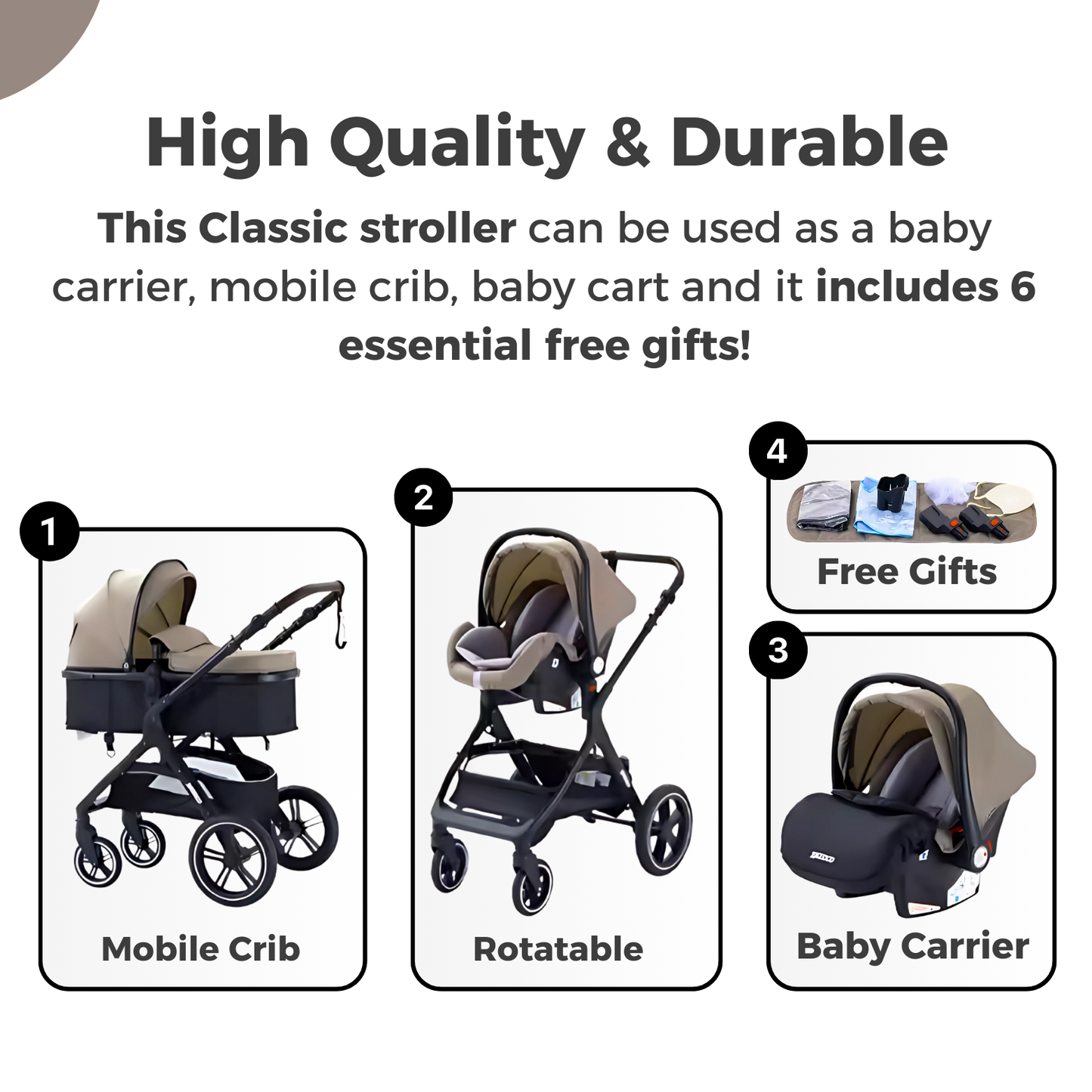 Classic 3-in-1 Stroller (Beige)